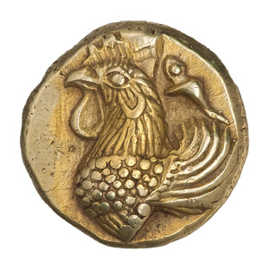 Гекта Ионии Фокеи (ок. 480—450 гг. до н.э.) — самая ранняя монета из представленных на выставке.
